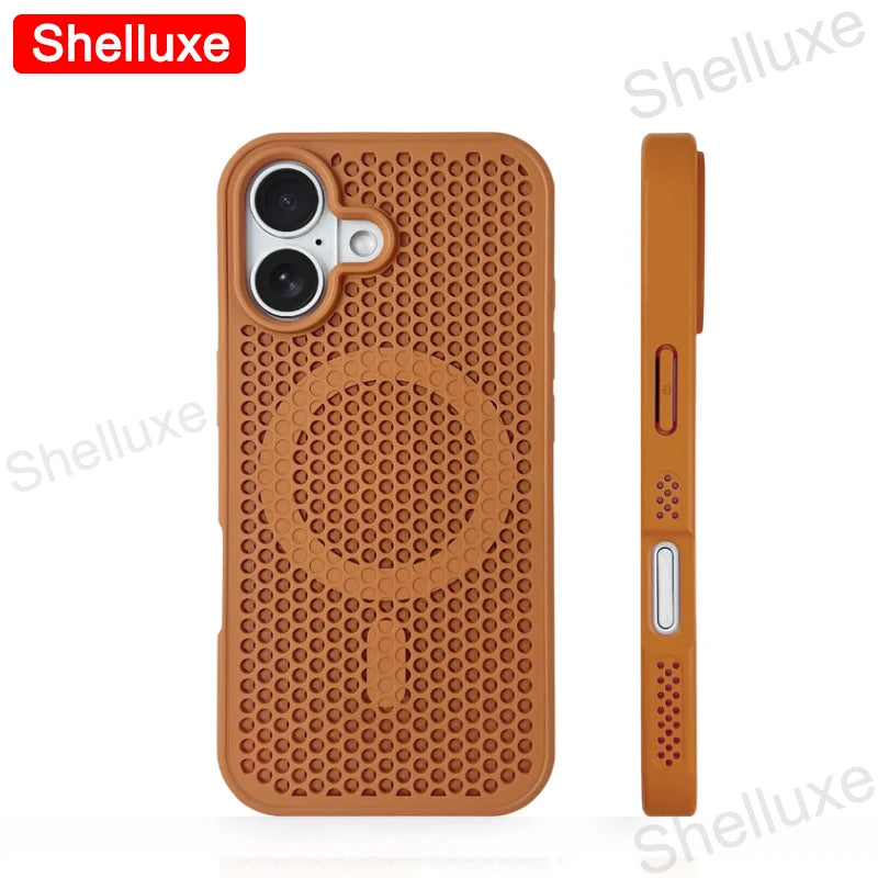 For iPhone17 Cooling Case Shelluxe Breathable Mesh PC Hard Cases For iPhone 17 16 15 14 Plus 13 12 Pro Max Magnetic Phone Cover