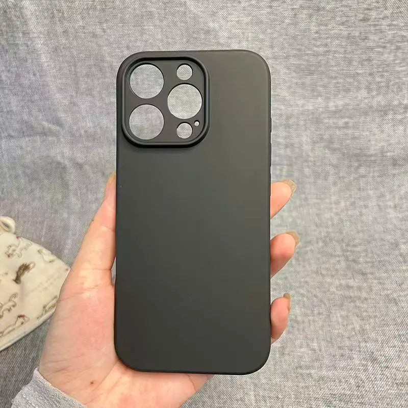 Matte Black Silicone Case For iPhone 16 17 15 14 13 12 11 Pro Max 16 Plus 12 mini X XS Max XR 16E 17E Air Soft Cover