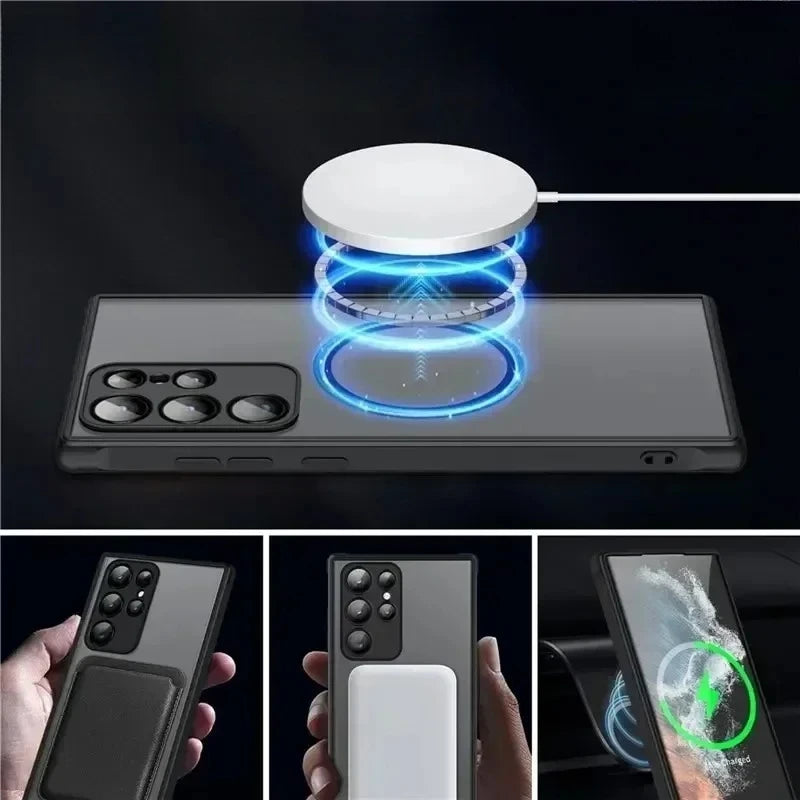 Clear Matte Magnetic For Magsafe Case For Samsung Galaxy S27 S26 S25 S24 S23 S22 S21 Plus Ultra FE Edge Shockproof Phone Covers
