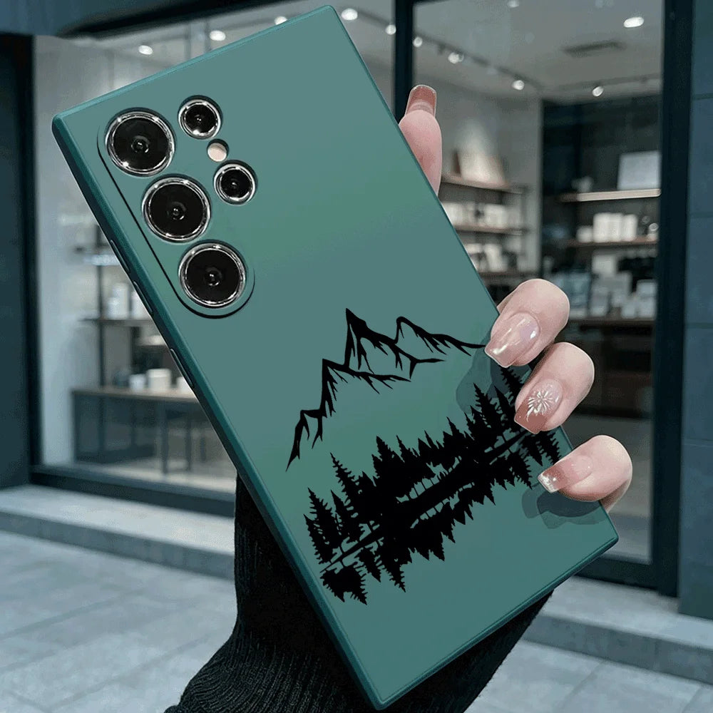 Mountain Lake Scenery Shockproof Soft TPU Back Case For Samsung S22 S23 S24 S25 S26 Ultra A16 A35 A55 Anti Drop Cover