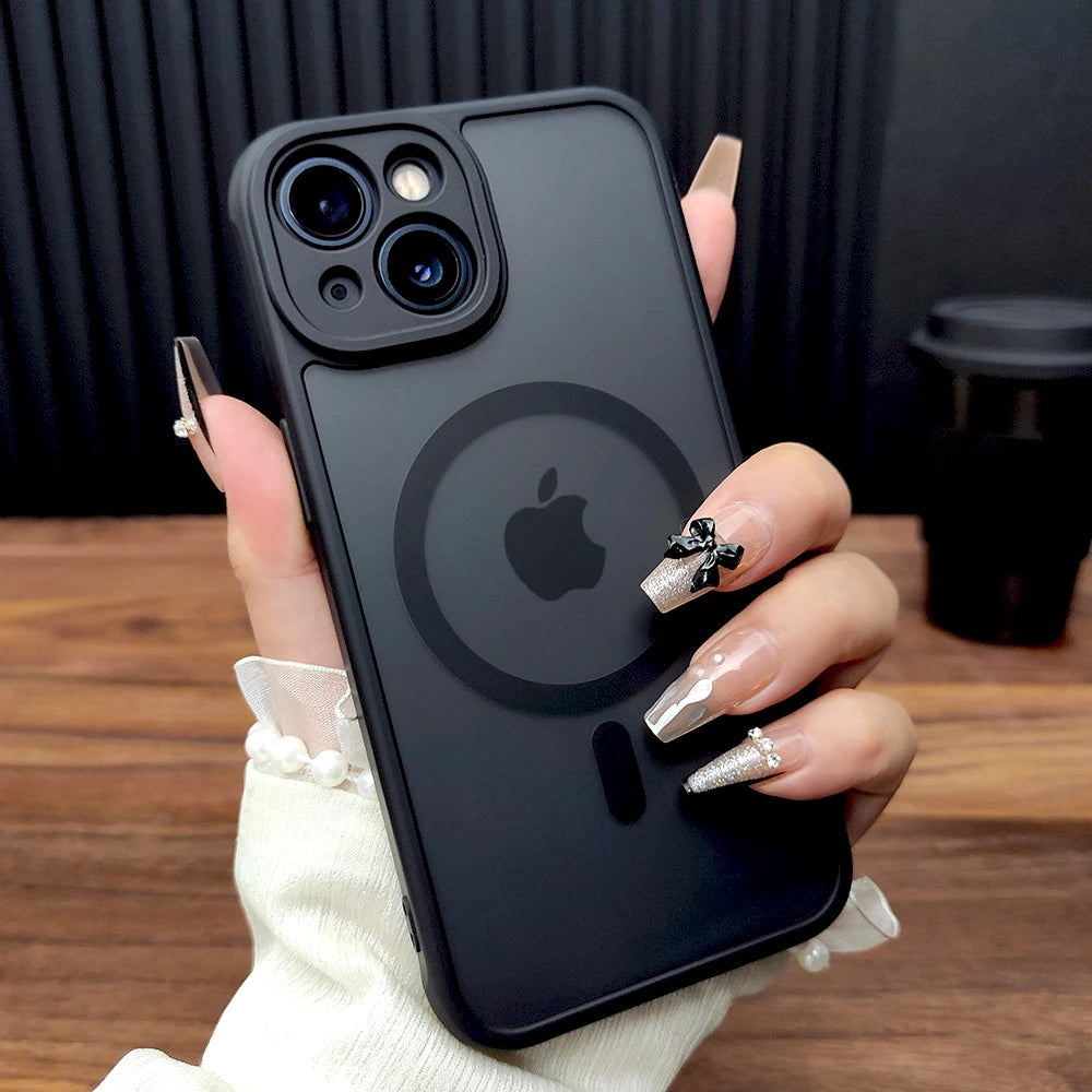 Luxury Matte Hard Case For iPhone 17 16 15 14 13 12 Pro Max 16Pro For Magsafe Mag Safe Wireless Charge Anti-fingerprint Cover