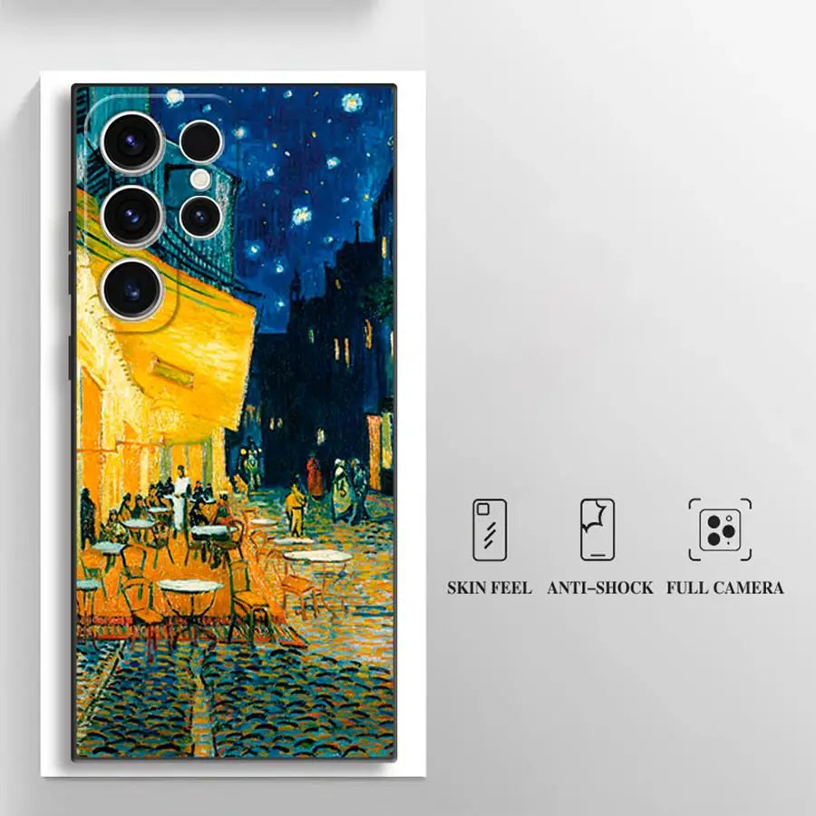 Van Gogh Sunflowers Black Soft Phone Cover Case for Samsung Galaxy S23 Ultra S20 S24 Plus S25 Edge S21 FE