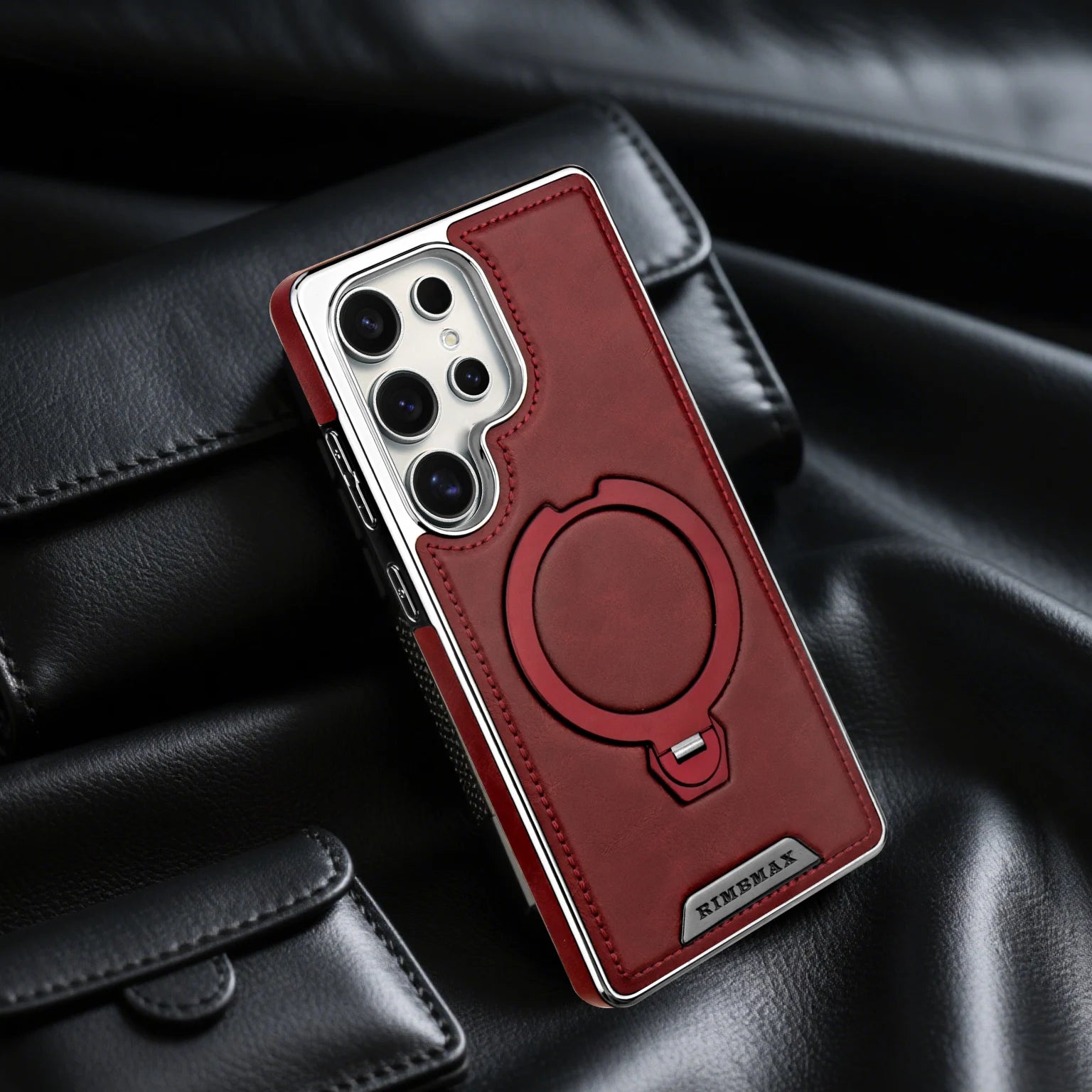 360 Rotating Bracket Leather Phone Case for Samsung Galaxy S25 Ultra S24 S23 S22 S25EDGE Magnetic Charging Kickstand Back Cover