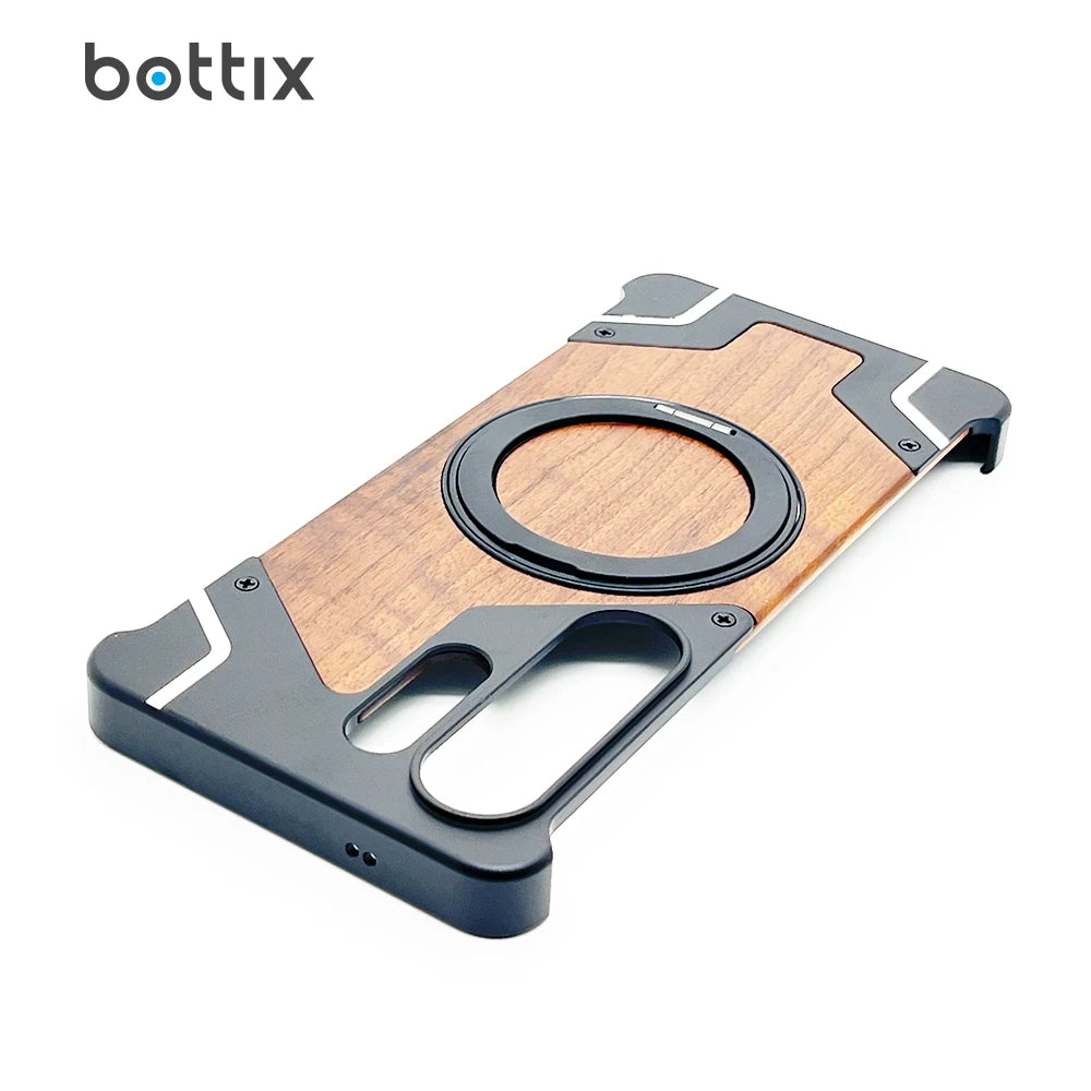 Walnut Wood Case for Samsung Galaxy S26 Ultra Cover 26 U Shockproof Frameless Metal Funda Built-in Kickstand with Protector