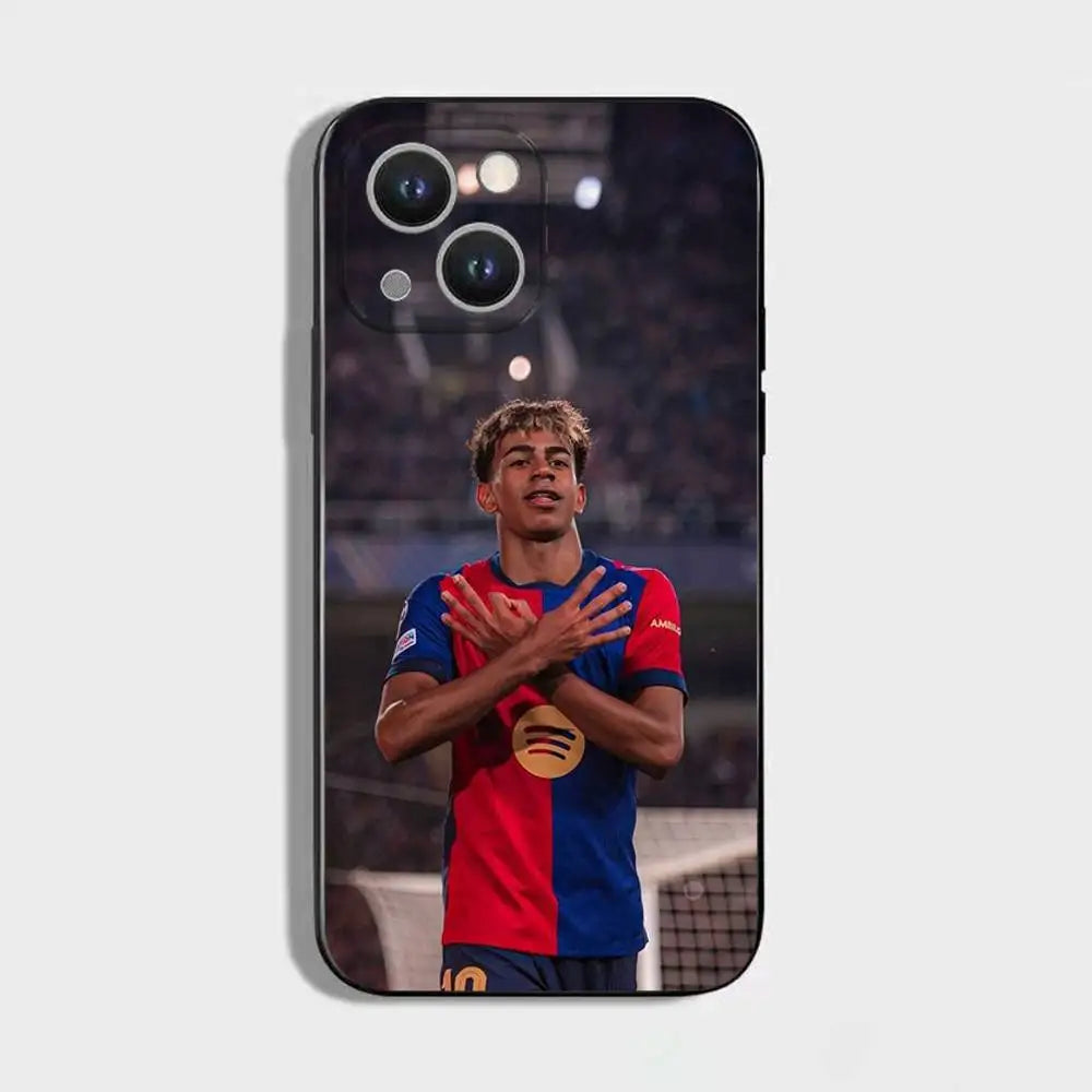 L-Lamine Yamal Phone Case For iPhone 16,15,14,13,12,11 Plus,Pro Max,XS,X,XR,SE,Mini,8,7,Soft Silicone Black Cover
