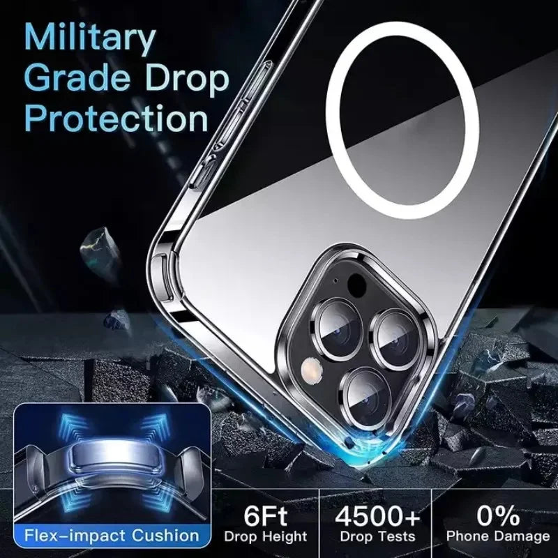 Luxury Wireless Magnetic Cover For Apple Magsafe Case Iphone 11 12 13 15 16 Plus 14 Pro Max 13 Mini Clear Acrylic Cases