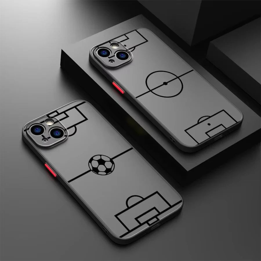 Funny Football Pattern Phone Case For iPhone 13 Mini XS Max 12 13 11 Pro Max 15 16 17 14 Plus X XS Max XR Shockproof Hard Cover