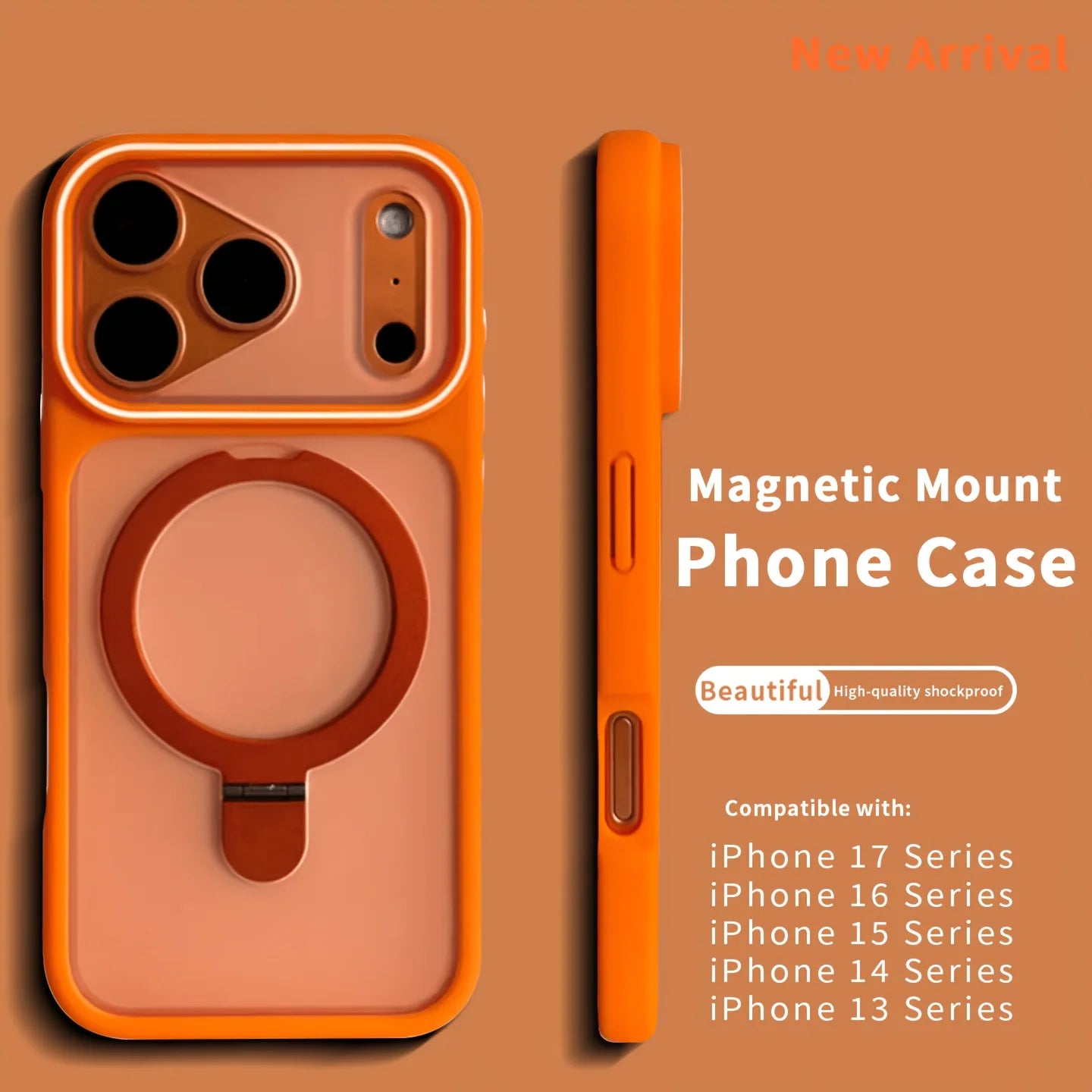 Luxury Matte Translucent Ring Bracket for Magsafe Case for IPhone 17 16 13 12 Pro Max 15 14 Plus Magnetic Wireless Charge Cover