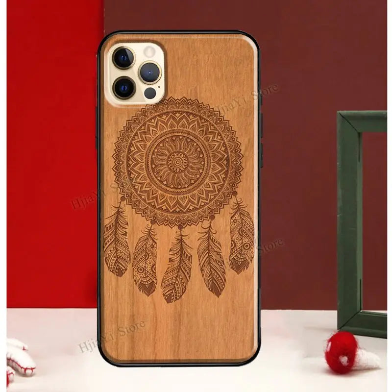 Mandala Floral Wood For iPhone 13 12 Pro Max Mini Cover Phone Case For iPhone 11 14 Pro Max XS X XR 7 8 Plus SE