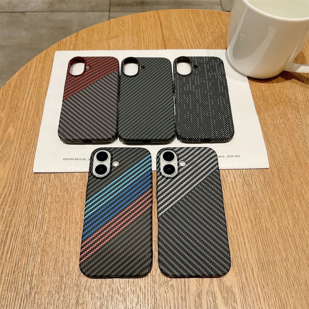 Luxury Carbon Fiber Kevlar Pattern For Magsafe Magnetic Case For iPhone 11 12 13 14 15 16 17 Pro Max Plus Shockproof Back Cover