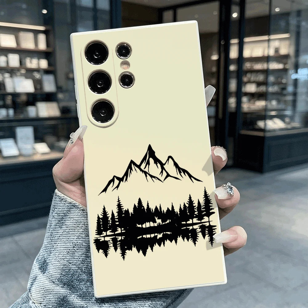 Mountain Lake Scenery Shockproof Soft TPU Back Case For Samsung S22 S23 S24 S25 S26 Ultra A16 A35 A55 Anti Drop Cover