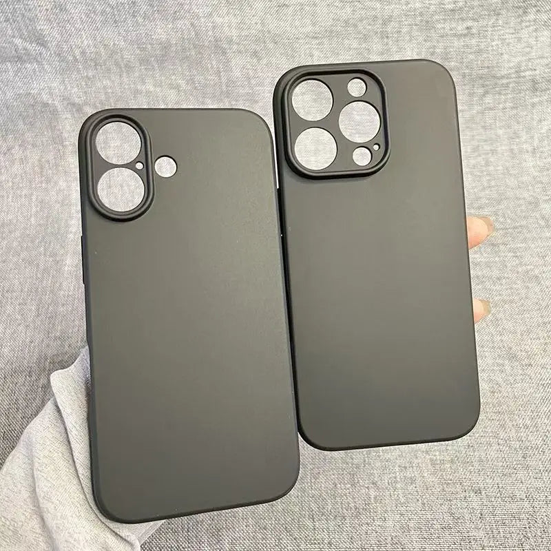 Matte Black Silicone Case For iPhone 16 17 15 14 13 12 11 Pro Max 16 Plus 12 mini X XS Max XR 16E 17E Air Soft Cover