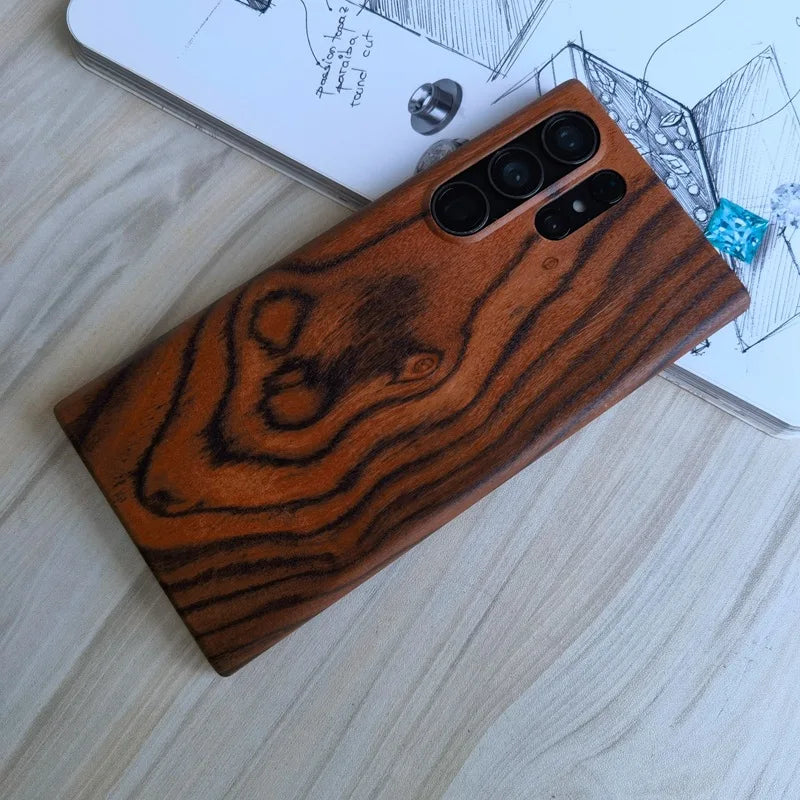 For Samsung Galaxy S25 Ultra S26 S24 S23 S22 S21 Note20 ultra Samsung S25 Plus Walnut Enony Wood Rosewood Wooden Back Case Cover