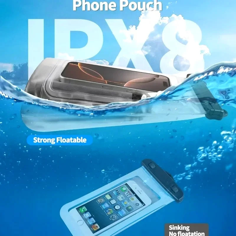 HAISSKY Large Mobile Phone Waterproof Pouch For iPhone 17 16 Pro Max 17 Air 16E 15 Plus Swim Travel Beach Bags With Seal Stripe