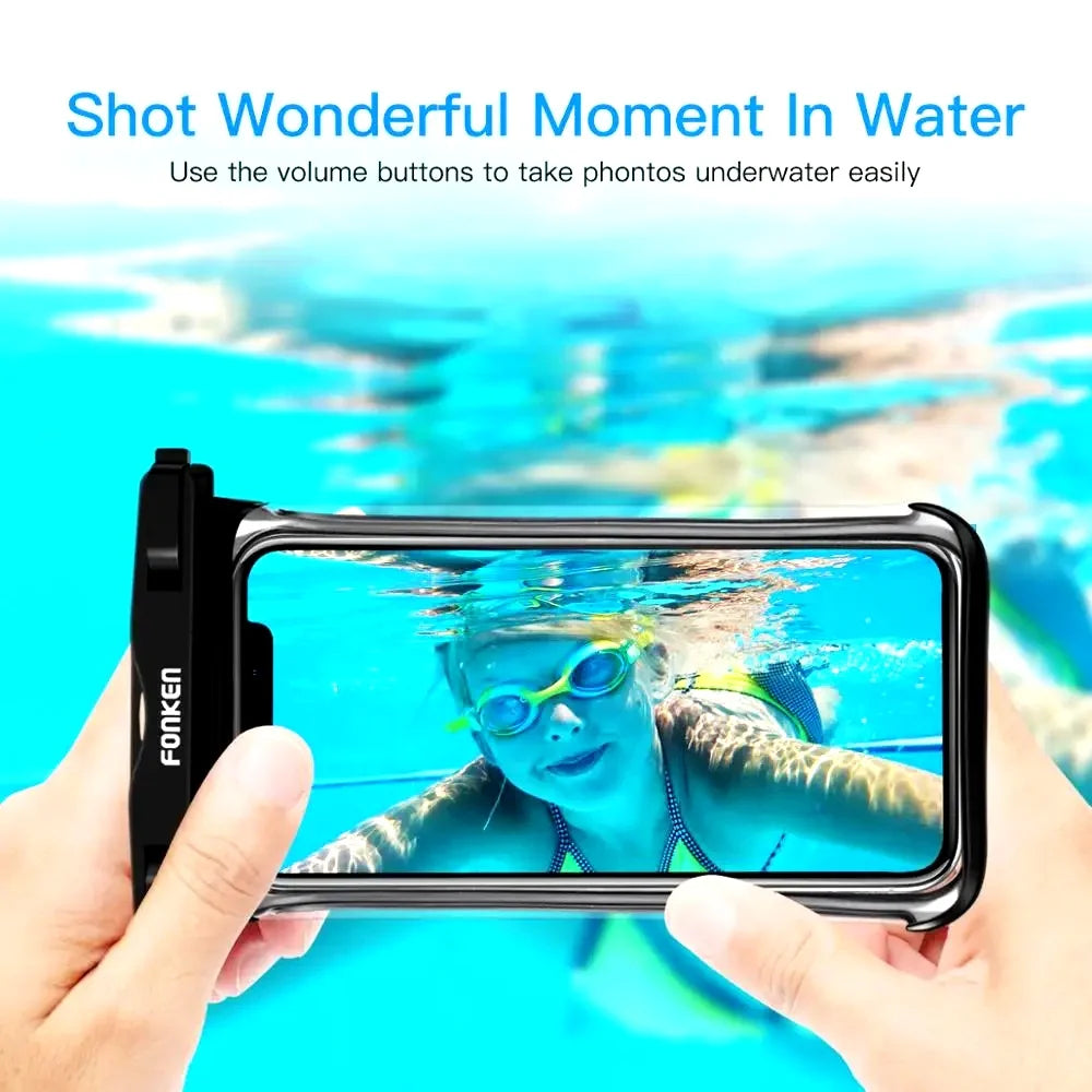 FONKEN Full View Waterproof Case for Phone Underwater Snow Rainforest Transparent Dry Bag Swimming Pouch Big Mobile Phone Covers