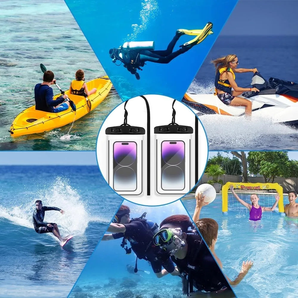Two Pack Waterproof Phone Pouches - Essential Cell Phone Cases for Beach, Vacation, and Water Activities