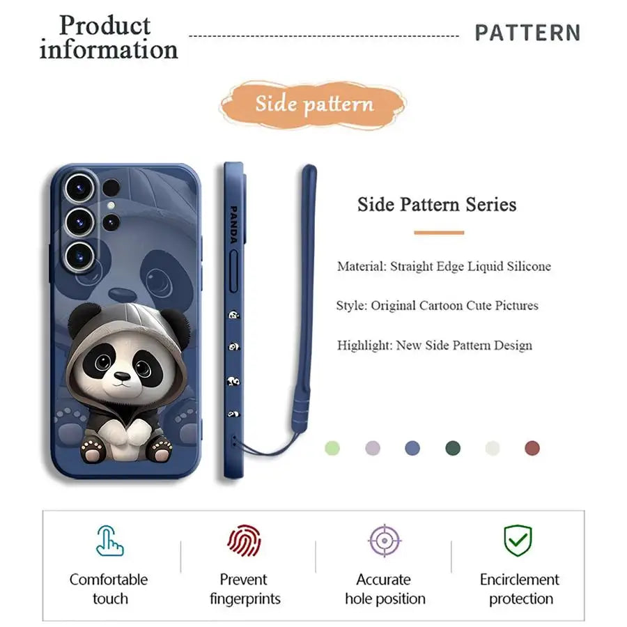 Cute Panda Phone Case for Samsung Galaxy S21 Plus S23 Ultra 5G S20 FE S24 Ultra S22 S22 Plus S22 Note 20 10 S10 Soft Cover