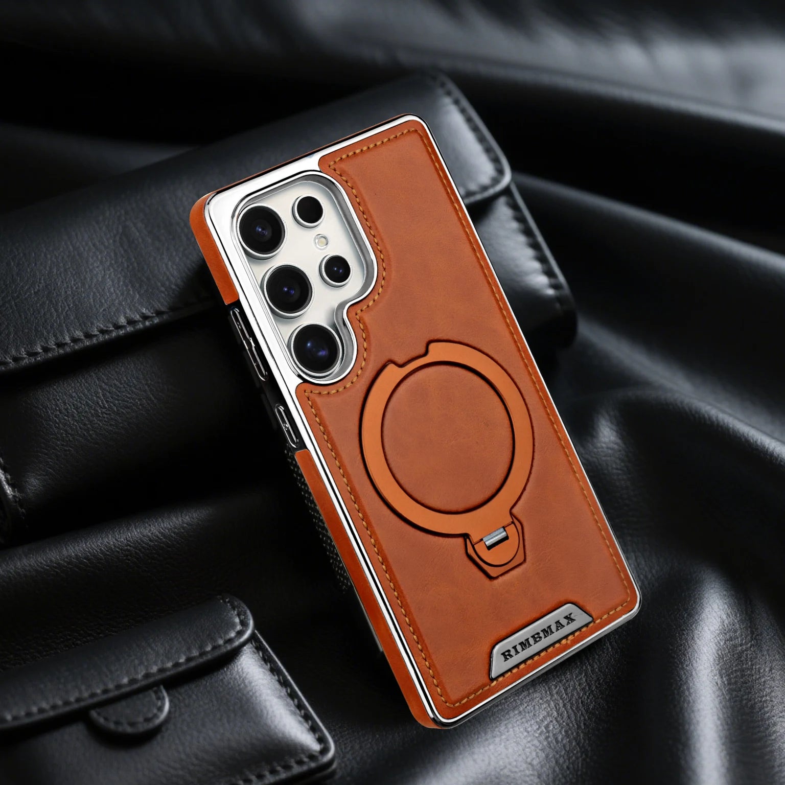 360 Rotating Bracket Leather Phone Case for Samsung Galaxy S25 Ultra S24 S23 S22 S25EDGE Magnetic Charging Kickstand Back Cover