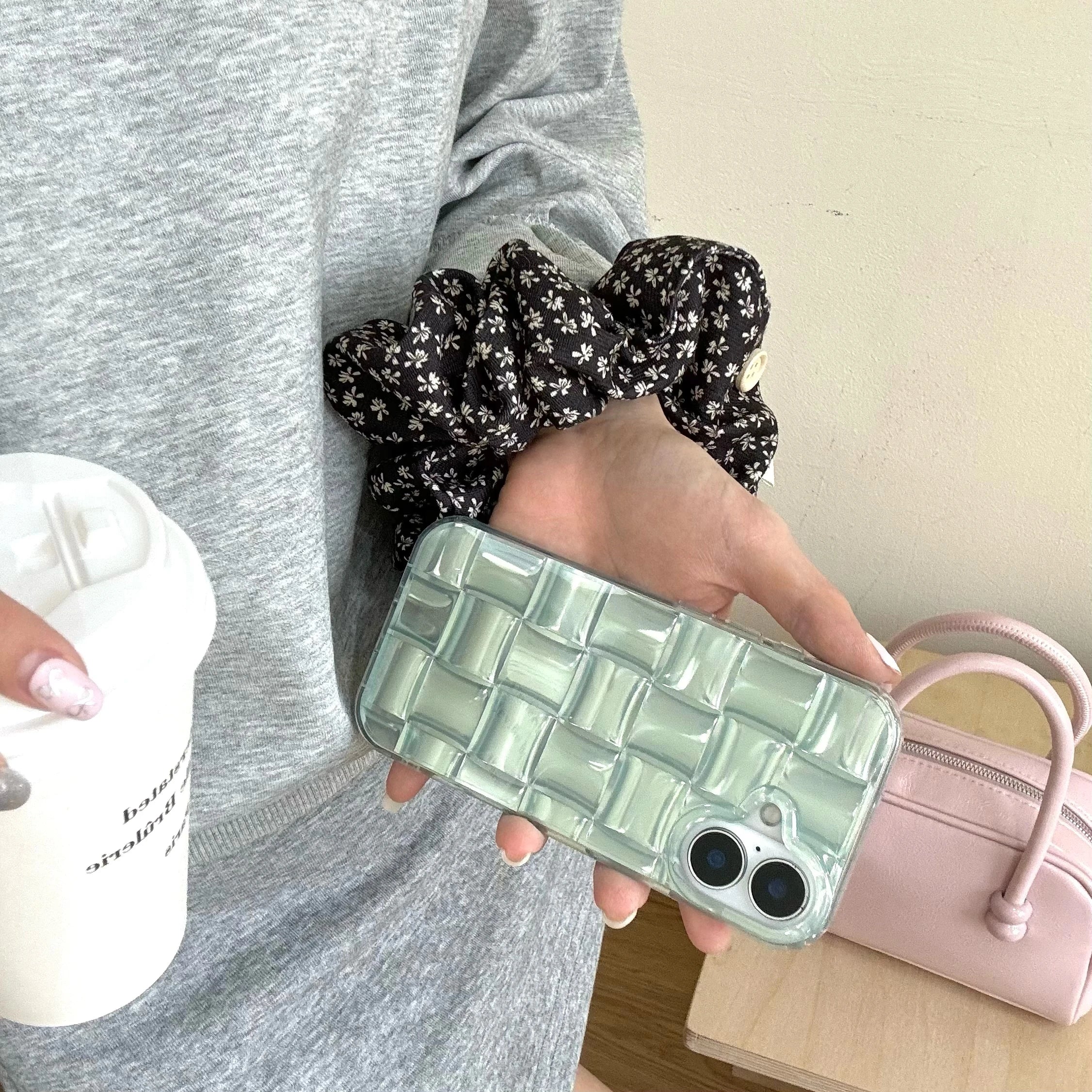 Korean Ins Summer Ice Block Pattern Phone Case for iPhone 16 15 14 13 Pro Max Back Cover Funda