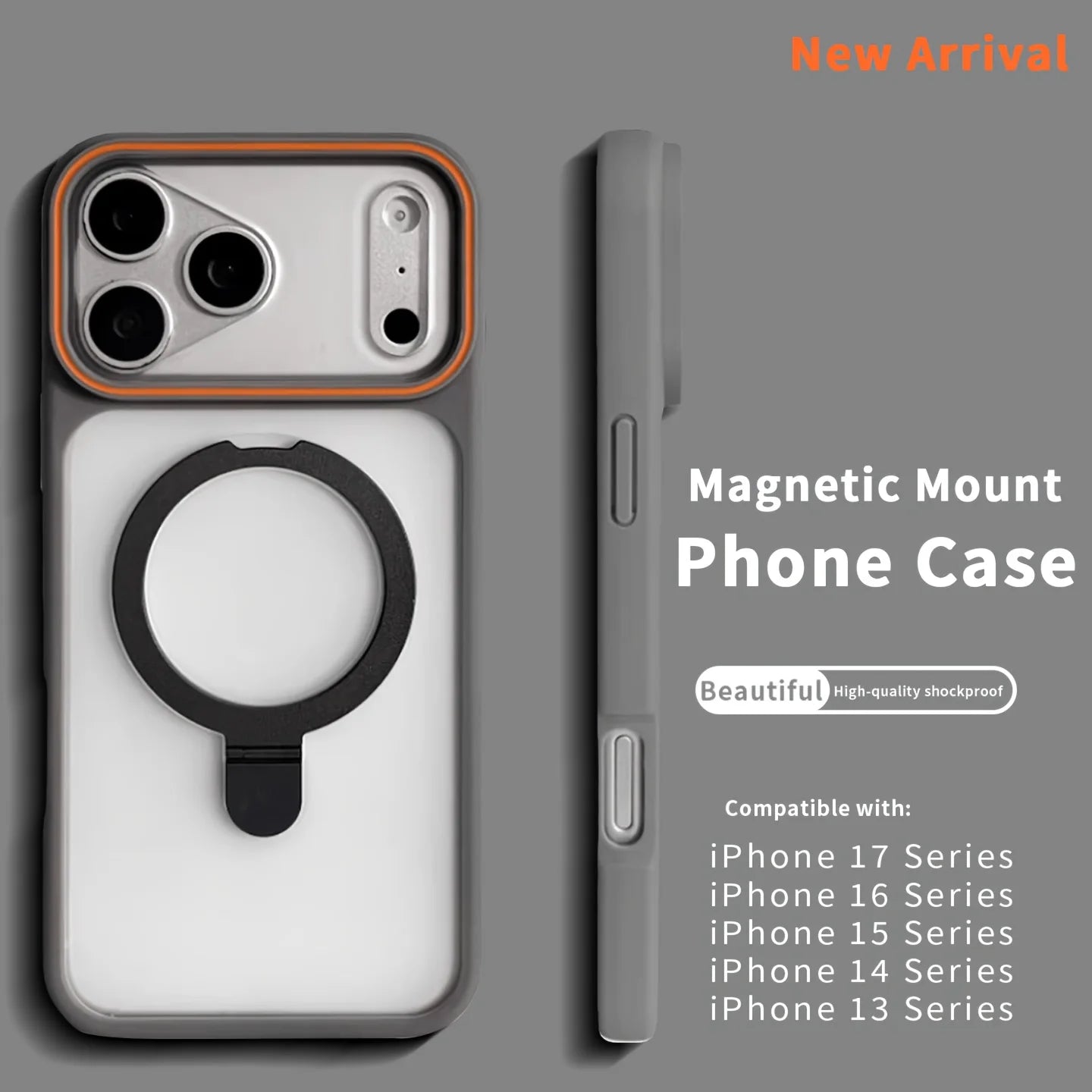 Luxury Matte Translucent Ring Bracket for Magsafe Case for IPhone 17 16 13 12 Pro Max 15 14 Plus Magnetic Wireless Charge Cover