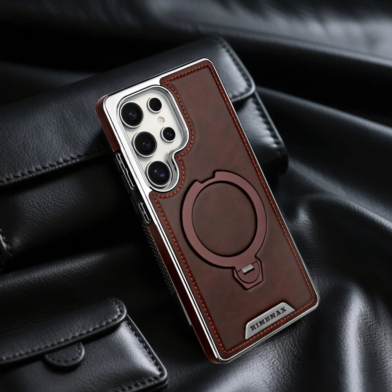360 Rotating Bracket Leather Phone Case for Samsung Galaxy S25 Ultra S24 S23 S22 S25EDGE Magnetic Charging Kickstand Back Cover