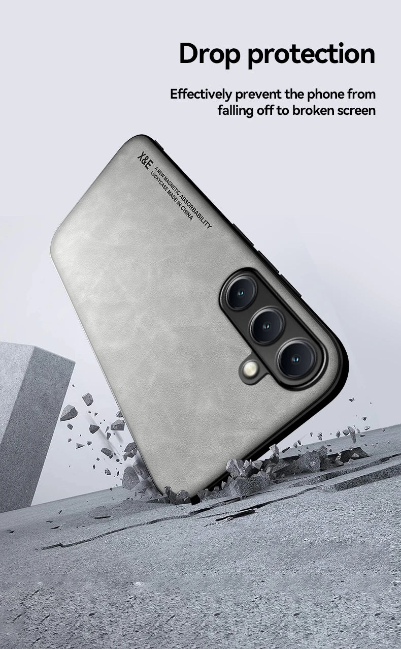 Luxury Leather Ultra Thin Phone Case For Samsung Galaxy S26 S25 S24 S23 S22 S21 Ultra Plus Silky Feel Soft Cover For Car Holder