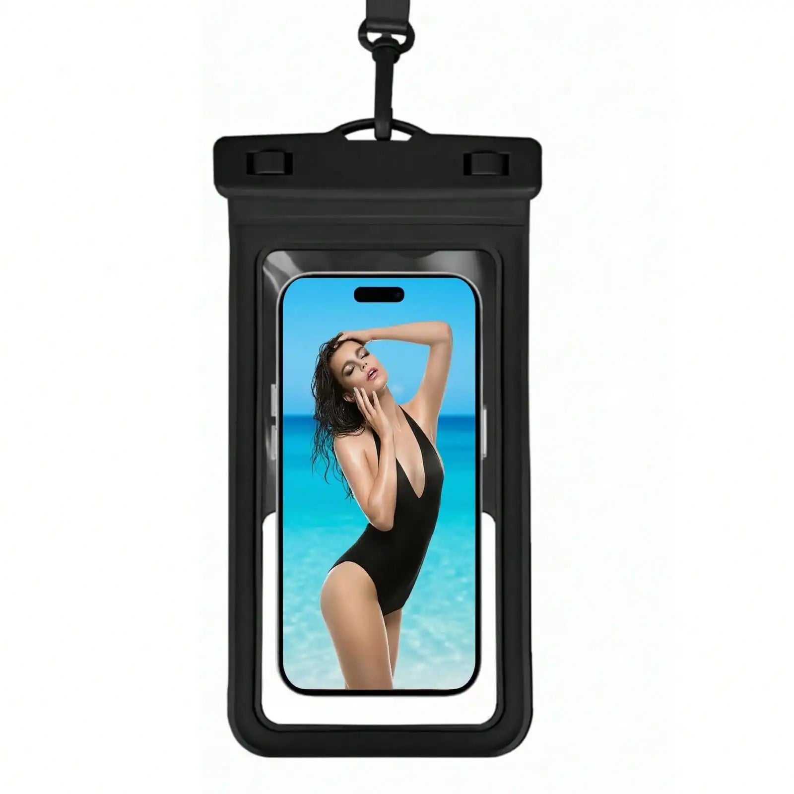 Black PVC Waterproof Phone Pouch With Card Holder Compatible With 17/16/15/14/13 Pro Max Spring Gift Birthday Party