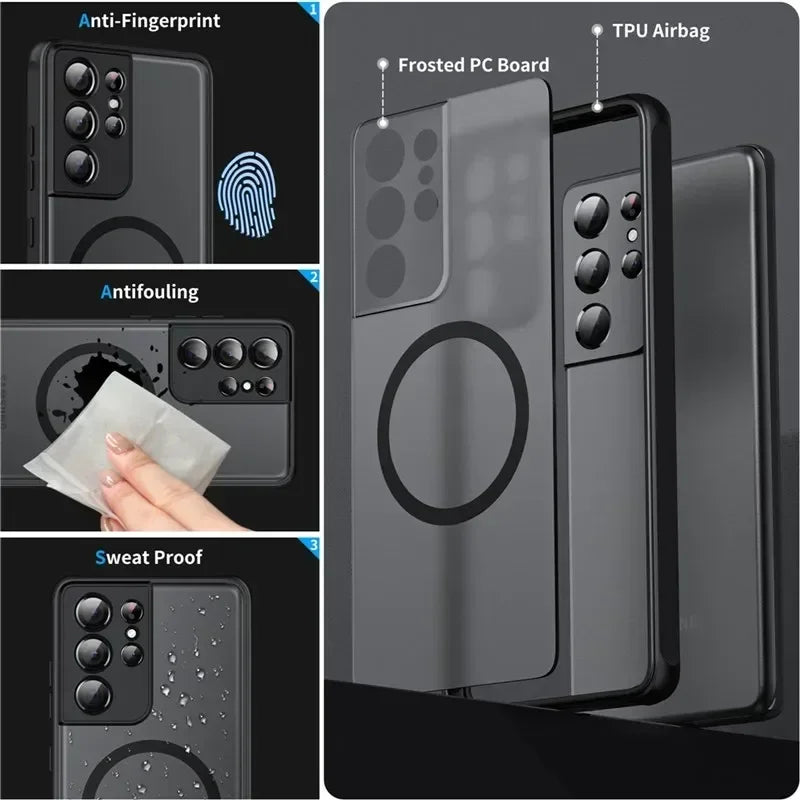 Clear Matte Magnetic For Magsafe Case For Samsung Galaxy S27 S26 S25 S24 S23 S22 S21 Plus Ultra FE Edge Shockproof Phone Covers