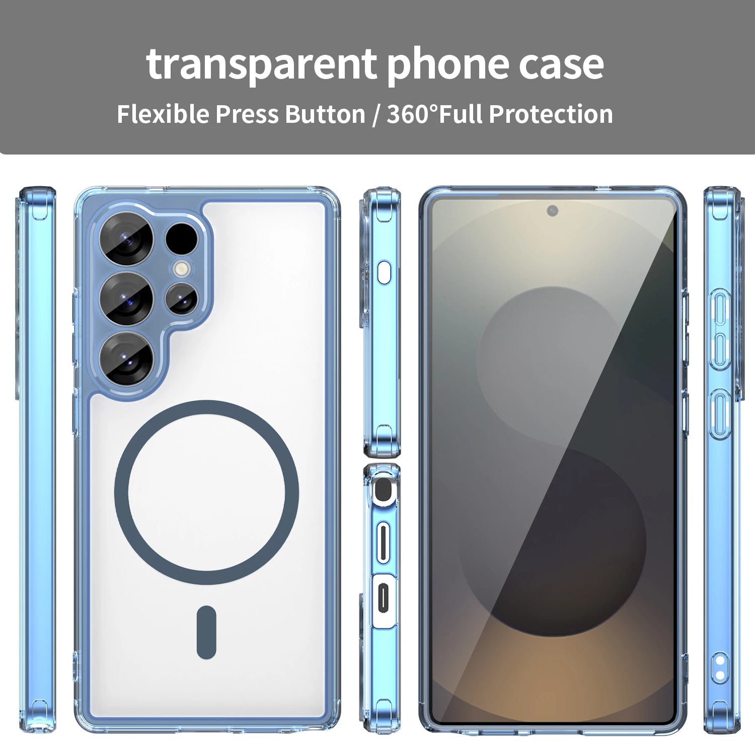 Magnetic Wireless Charging Phone Case For Samsung Galaxy S26 S25 S24 Ultra Plus S26Ultra Shockproof Clear Back Cover Coque