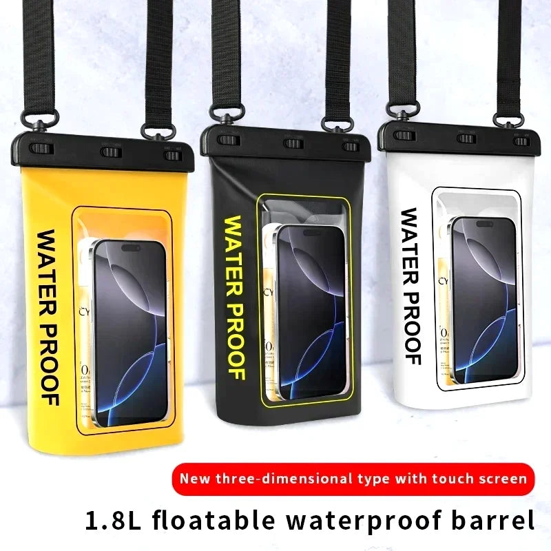 HAISSKY 1.8L Mobile Phone Waterproof Pouch For iPhone 17 16 Pro Max 15 Plus 16E Swimming Rafting Boating Beach Crossbody Bags
