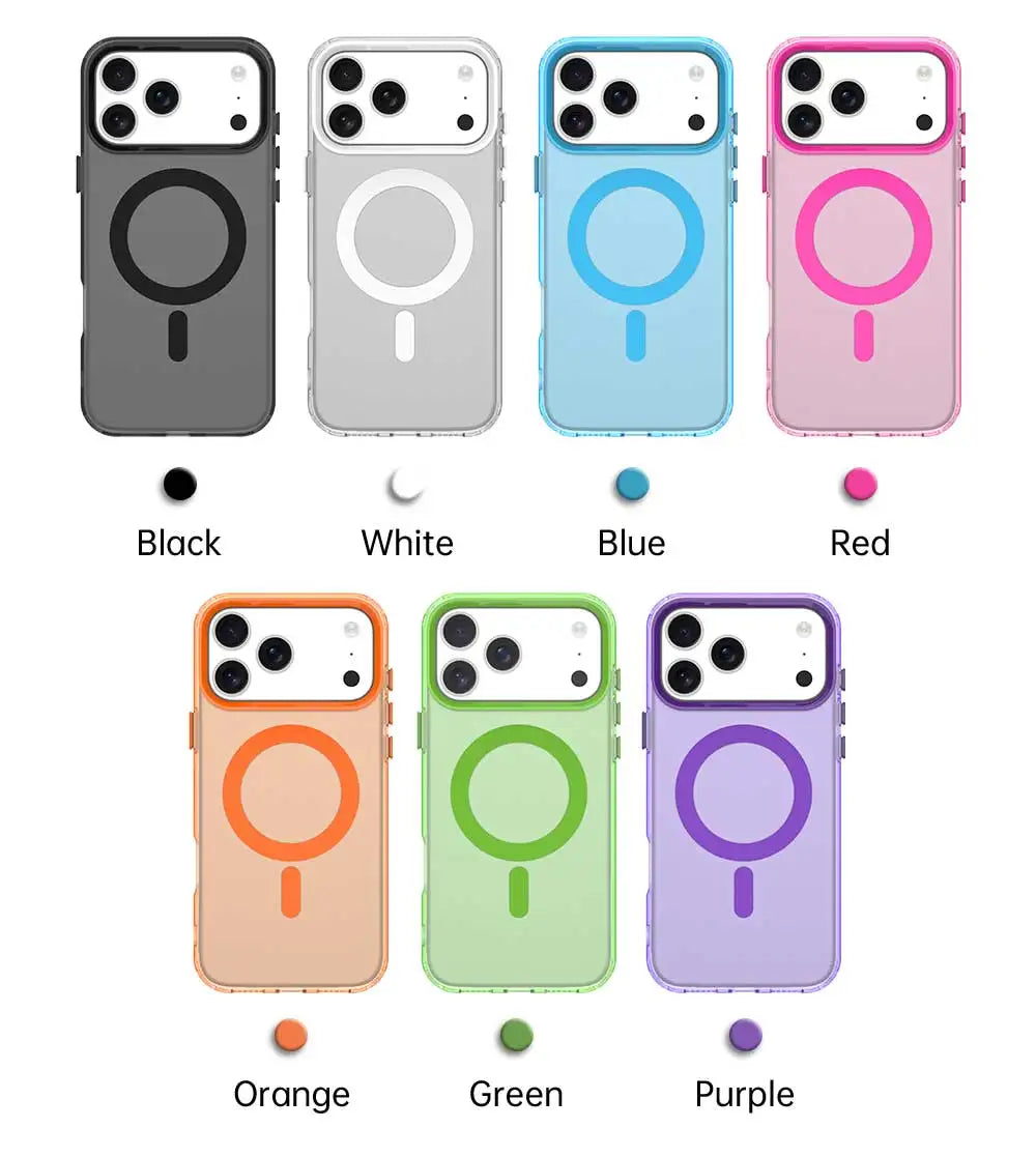 Matte Clear For Magsafe Wireless Charge Case for iPhone 17 Air 16 15 14 Plus 13 12 Pro Max Military Shockproof Candy Color Cover
