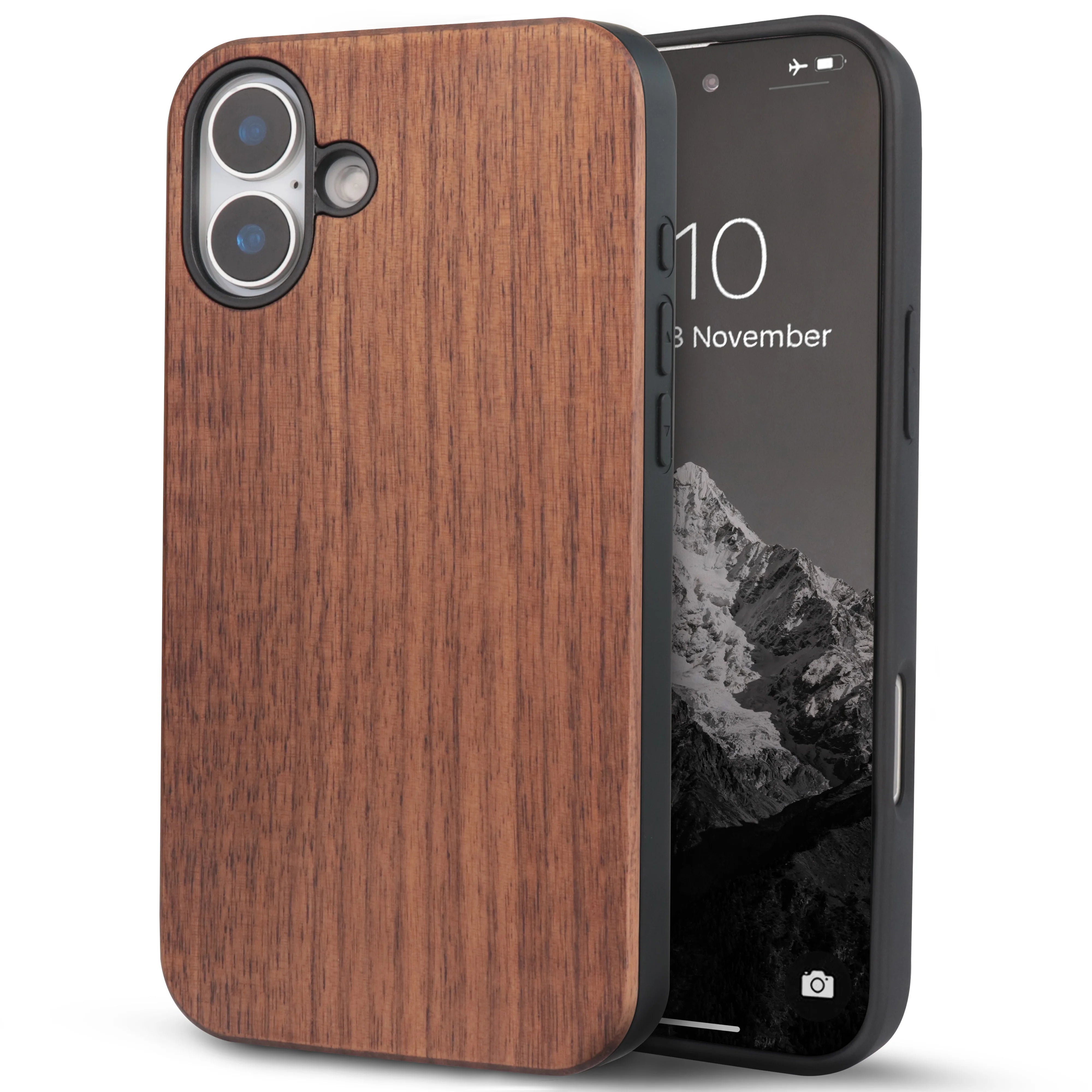 Luxury Shockproof Walnut Cherry Wood Phone Case For iPhone, 17 Pro, 17 Pro Max Soft Bumper Cases Cover