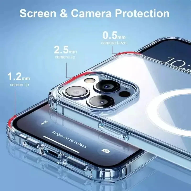 Luxury Wireless Magnetic Cover For Apple Magsafe Case Iphone 11 12 13 15 16 Plus 14 Pro Max 13 Mini Clear Acrylic Cases