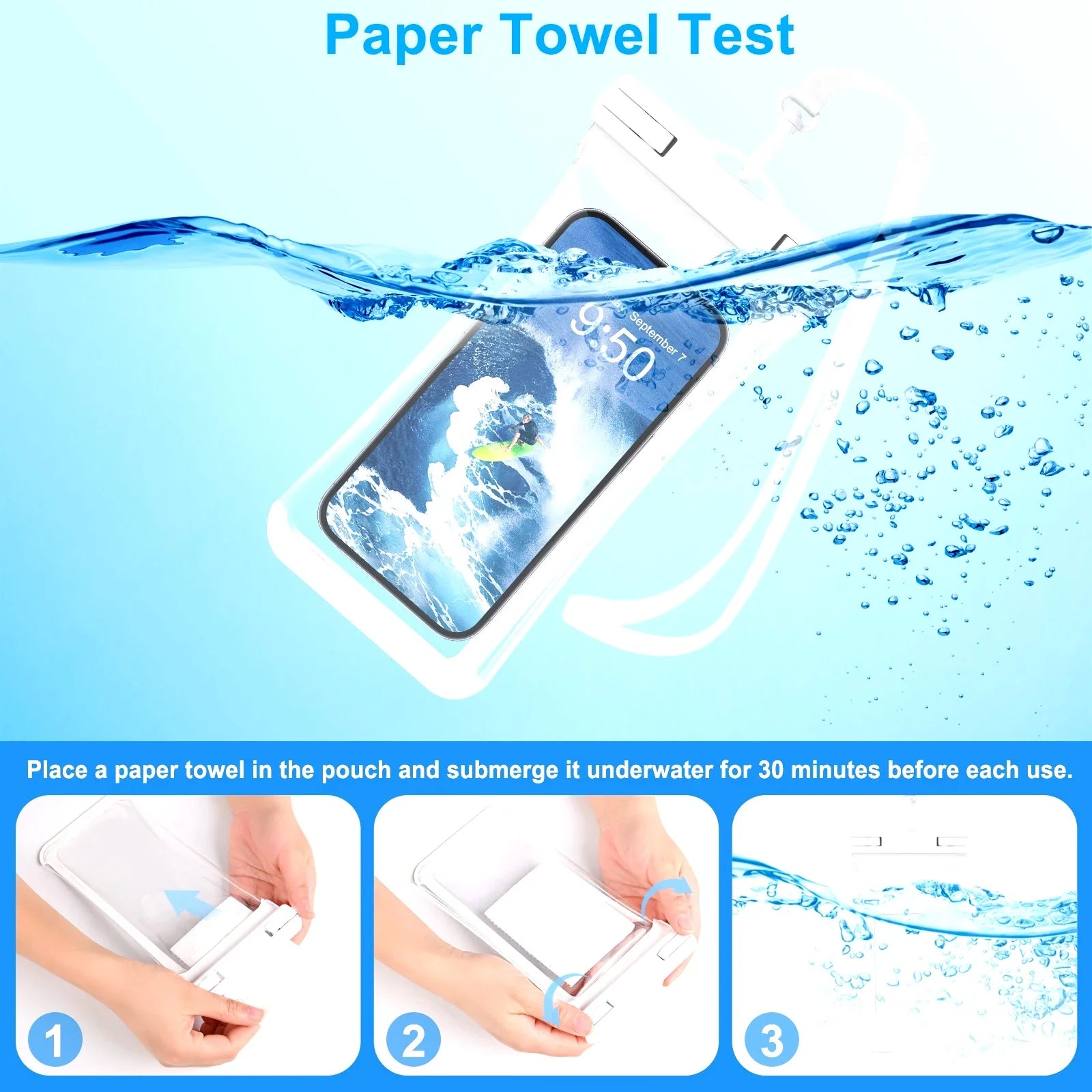 HAISSKY Mix Color Clip Mobile Phone Waterproof Pouch For iPhone 17 16 15 Pro Max 14 Plus 16E 13  Sensitive Press Swimming Bags