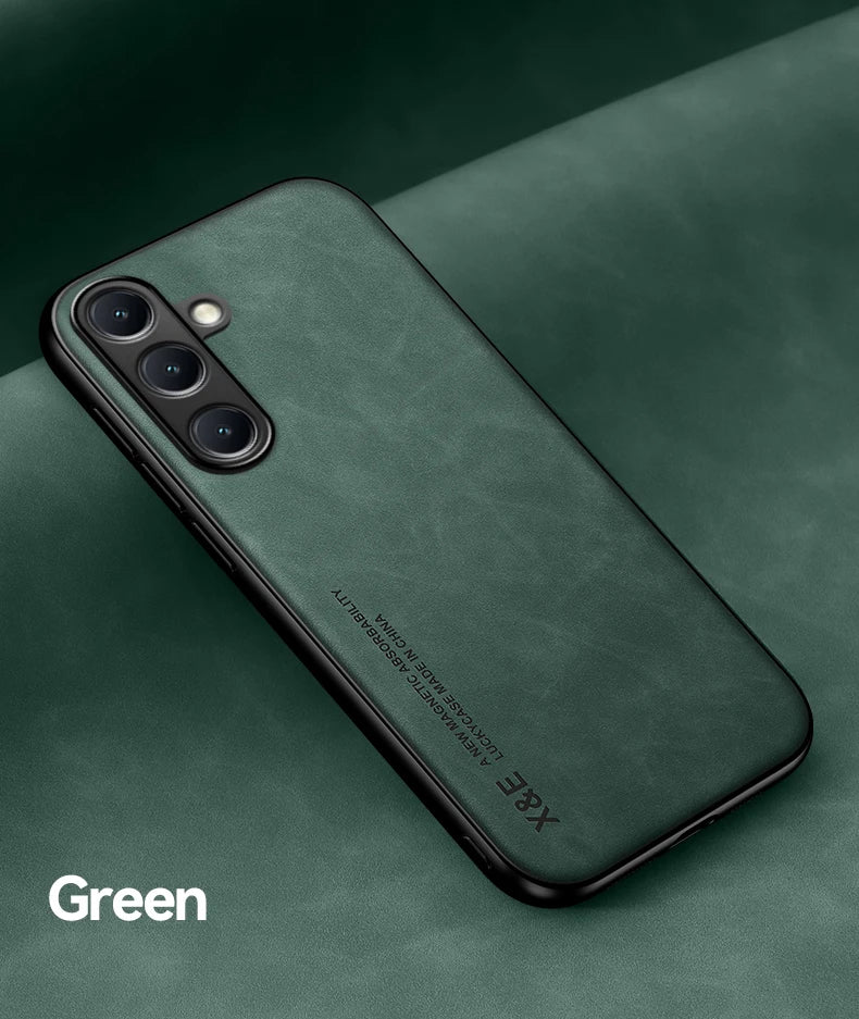 Luxury Leather Ultra Thin Phone Case For Samsung Galaxy S26 S25 S24 S23 S22 S21 Ultra Plus Silky Feel Soft Cover For Car Holder