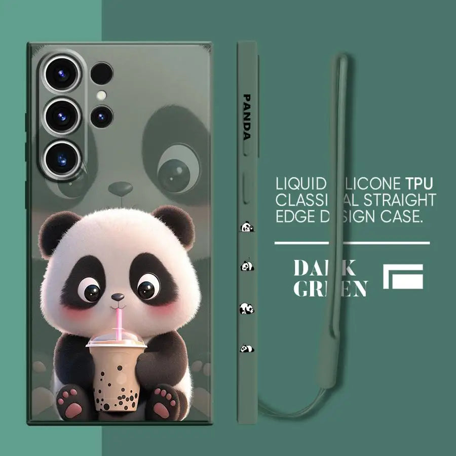 Cute Panda Phone Case for Samsung Galaxy S21 Plus S23 Ultra 5G S20 FE S24 Ultra S22 S22 Plus S22 Note 20 10 S10 Soft Cover