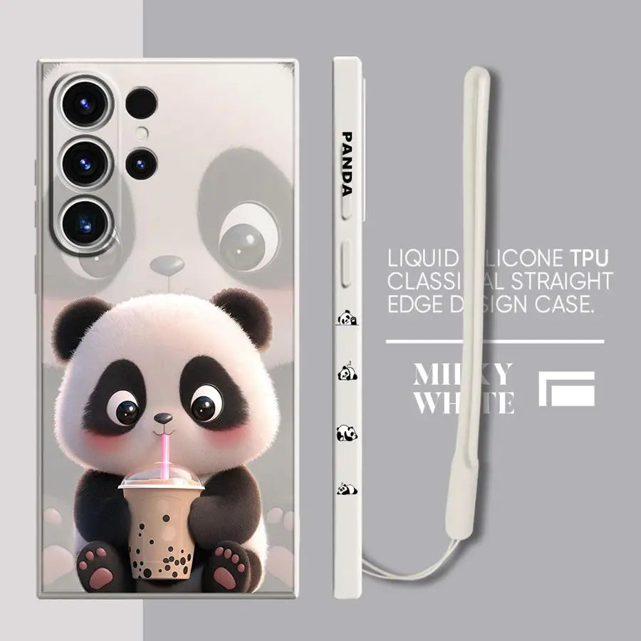 Cute Panda Phone Case for Samsung Galaxy S21 Plus S23 Ultra 5G S20 FE S24 Ultra S22 S22 Plus S22 Note 20 10 S10 Soft Cover
