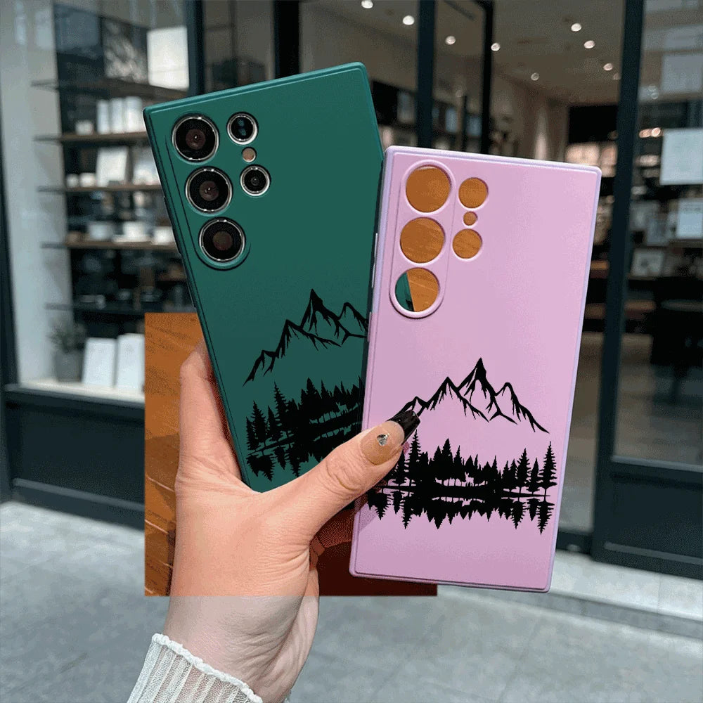 Mountain Lake Scenery Shockproof Soft TPU Back Case For Samsung S22 S23 S24 S25 S26 Ultra A16 A35 A55 Anti Drop Cover