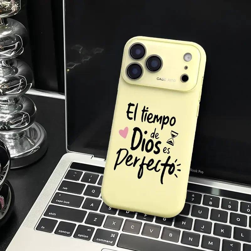 God's Timing Is Perfect Spanish Quote Phone Case for iPhone 17 Pro Max 16 15 Plus 14 13 12 Series Full Camera Lens Protection