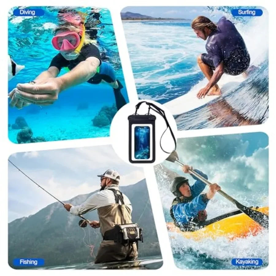 IPX8 Waterproof Phone Pouch Universal Cell Phone Dry Bag Patented Sealed Lock Lanyard Mobile Phone Case for Swimming Surfing Be