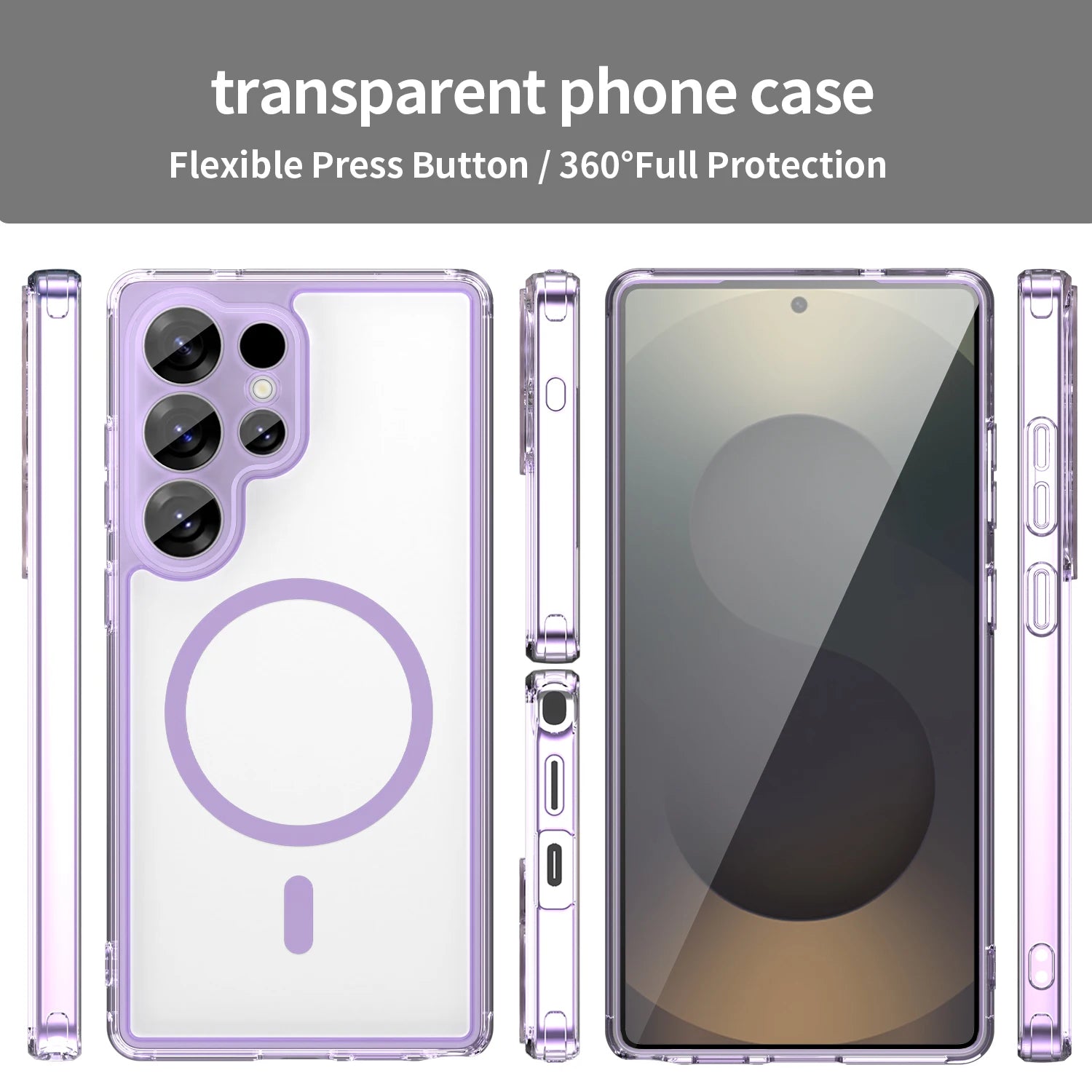 Magnetic Wireless Charging Phone Case For Samsung Galaxy S26 S25 S24 Ultra Plus S26Ultra Shockproof Clear Back Cover Coque