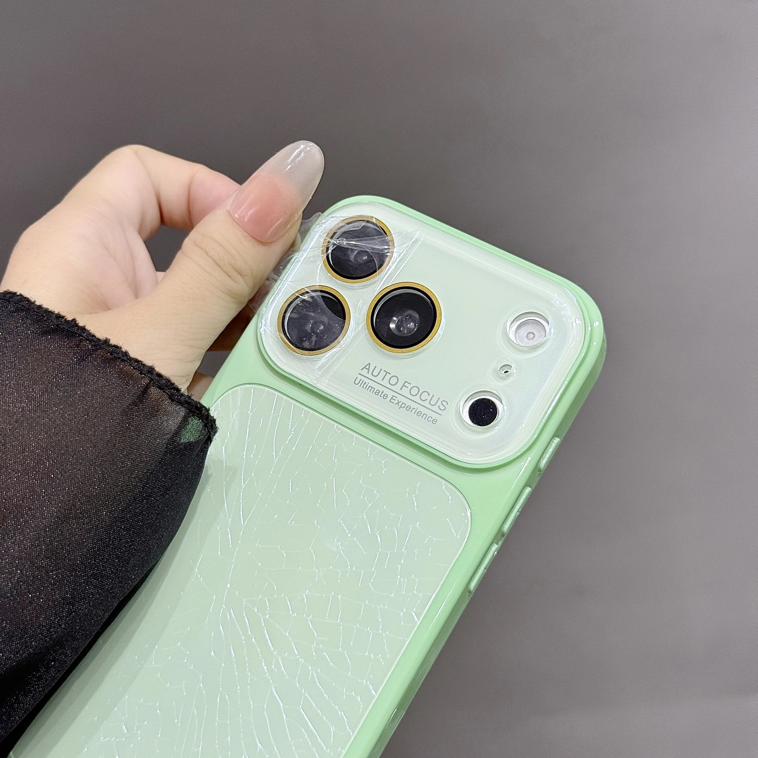 Large Window Broken Glass Texture Phone Case for iPhone 13 14 15 16 17 Pro Max Lens Film Protective Phone Cover Luxury Shell