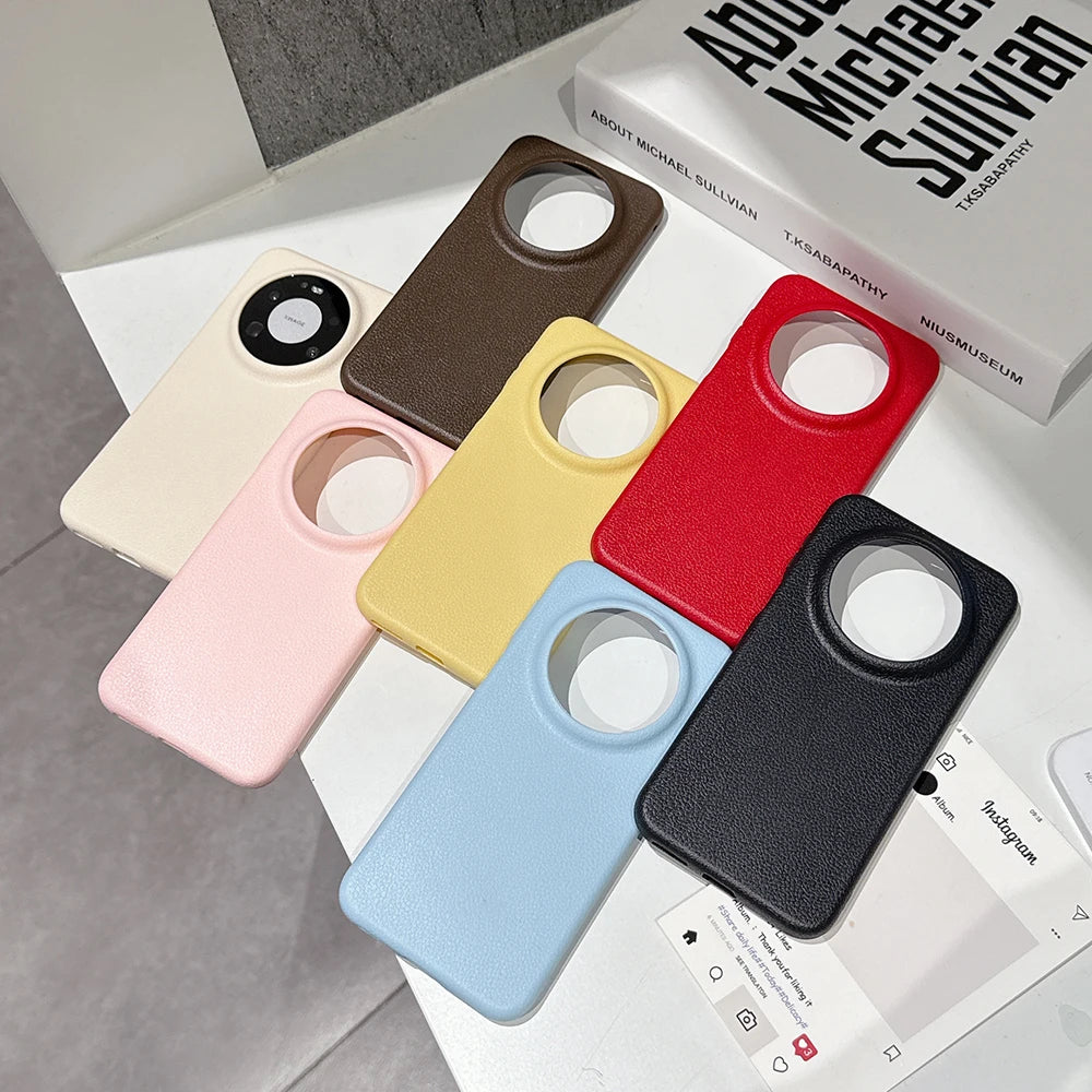 Leather Texture Silicone Soft Case For Huawei Mate 80 70 Pura 80 70 P60 Pro Plus Pro+ Candy Color Matte Ultra Thin Shell Funda