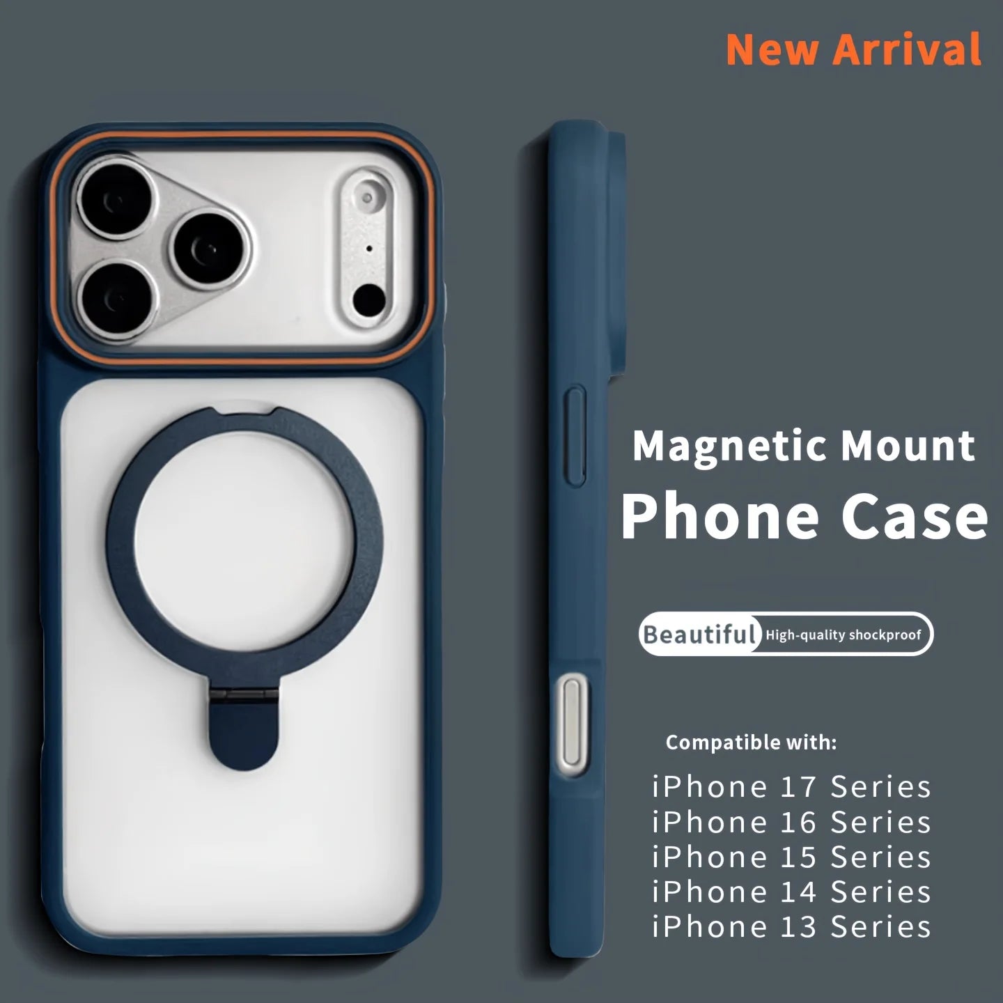 Luxury Matte Translucent Ring Bracket for Magsafe Case for IPhone 17 16 13 12 Pro Max 15 14 Plus Magnetic Wireless Charge Cover