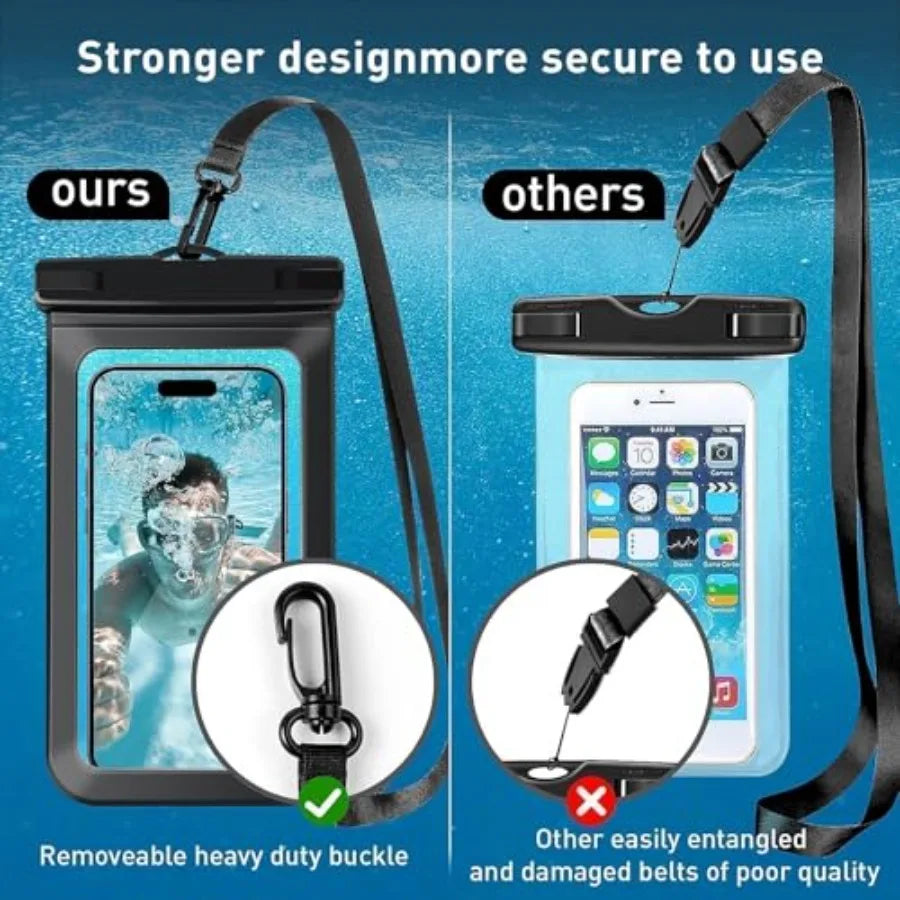 1/2/4 Waterproof Case Pouch Cellphone Dry Bag Compatible for iPhone 17 16 15 14 13Pro Max Plus Black Universal, Up to 7", Cruis