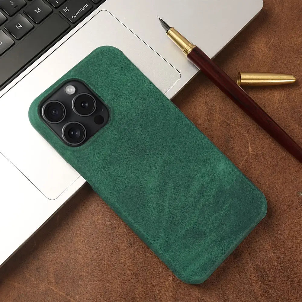 ZWW Crazy House Genuine Leather Cover Case For Iphone 15 Pro Max Case For Iphone 14pro 12 11 XR XS 13 8 Aesthetic Vintage Retro