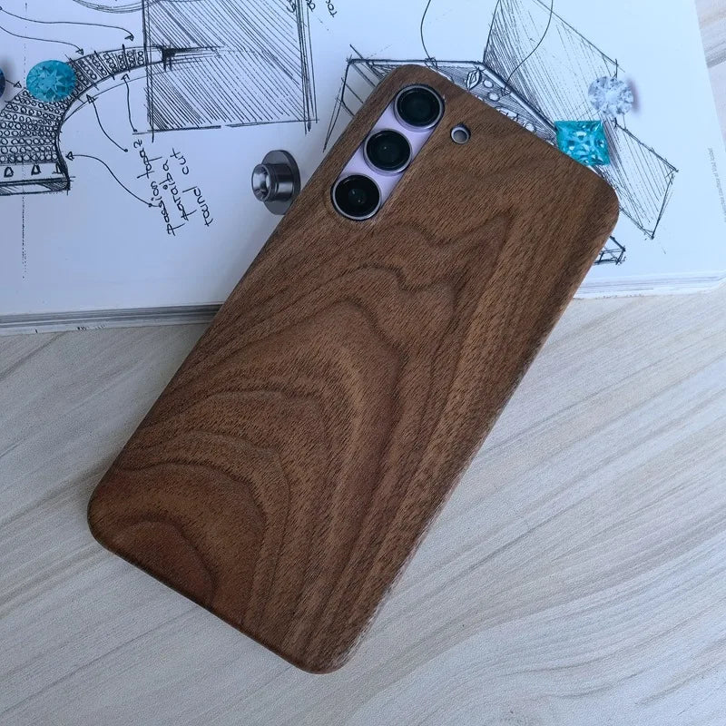 For Samsung Galaxy S25 Ultra S26 S24 S23 S22 S21 Note20 ultra Samsung S25 Plus Walnut Enony Wood Rosewood Wooden Back Case Cover
