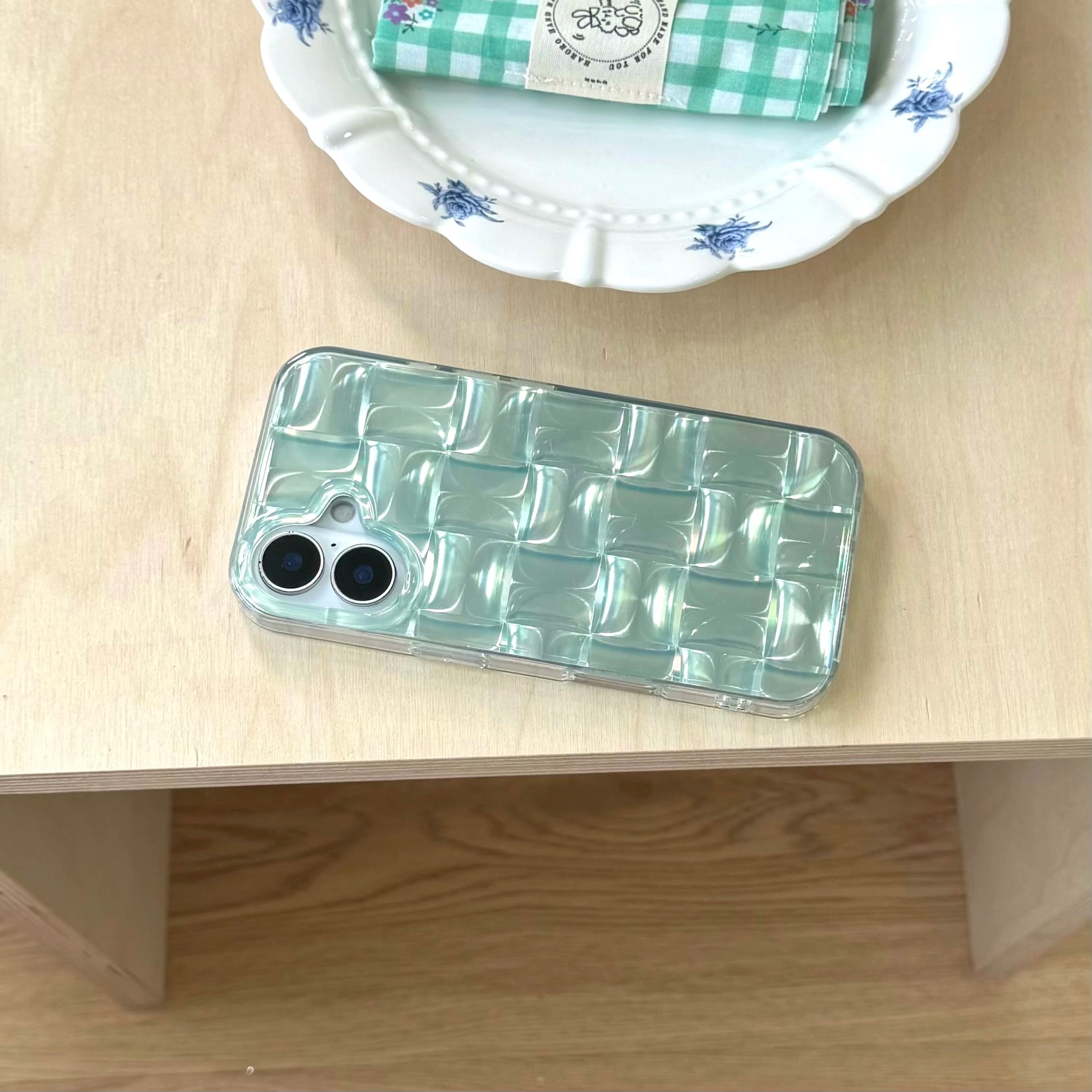 Korean Ins Summer Ice Block Pattern Phone Case for iPhone 16 15 14 13 Pro Max Back Cover Funda