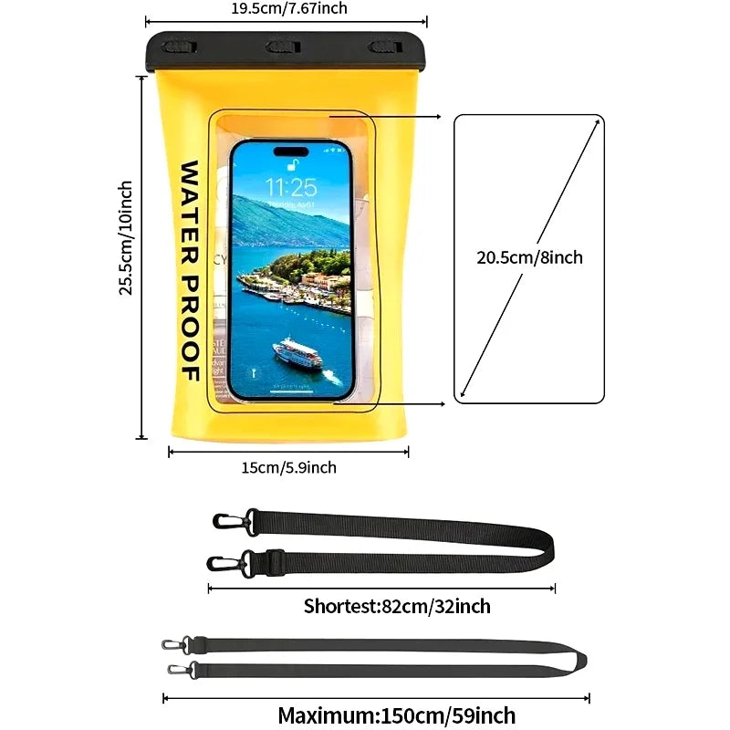 HAISSKY 1.8L Mobile Phone Waterproof Pouch For iPhone 17 16 Pro Max 15 Plus 16E Swimming Rafting Boating Beach Crossbody Bags