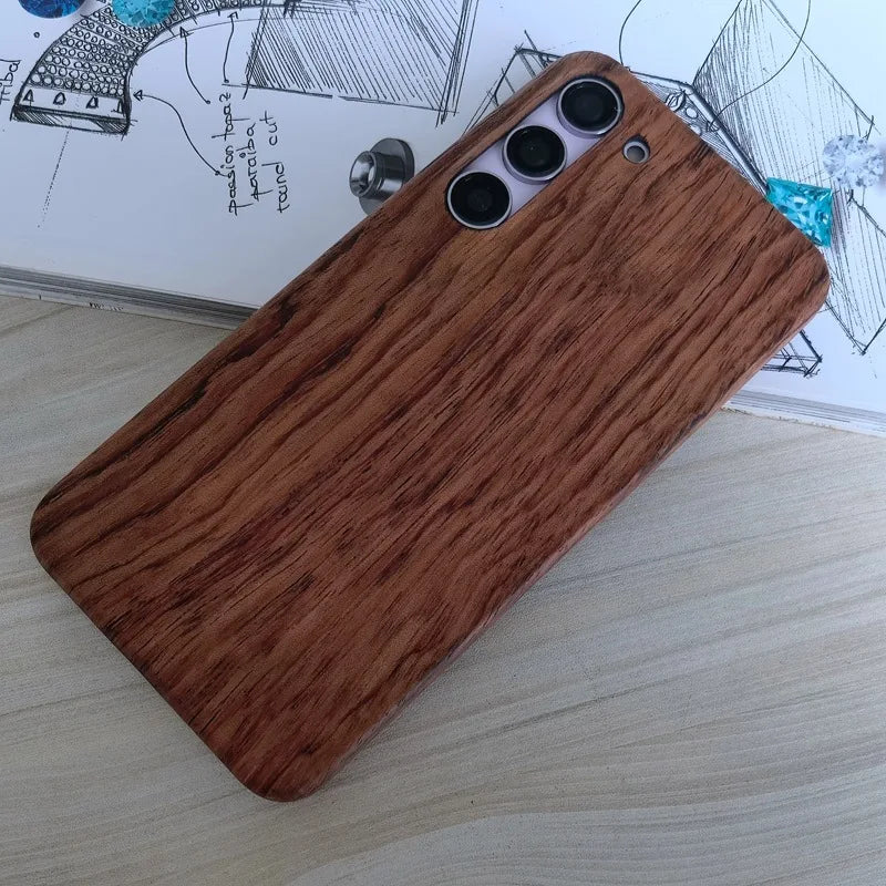 For Samsung Galaxy S25 Ultra S26 S24 S23 S22 S21 Note20 ultra Samsung S25 Plus Walnut Enony Wood Rosewood Wooden Back Case Cover